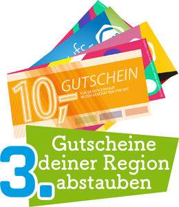 Punkt 3: Gutscheine zum Einkaufen in der Nähe und zum Einlösen bei Restaurants in der Nähe gewinnen