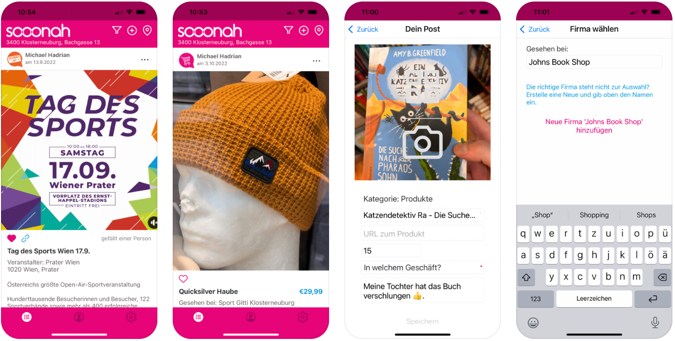 Eindrücke zur sooonah App