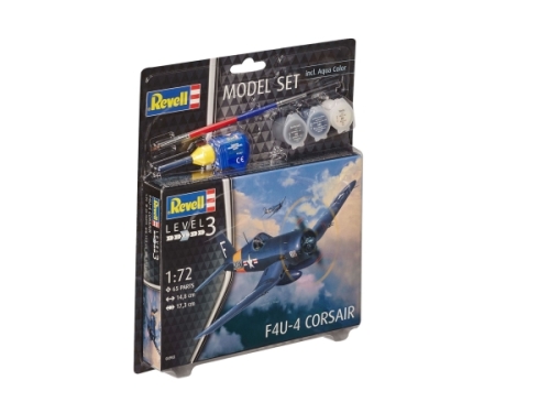 Bild zu REVELL 63955 Modellbausatz Model Set F4U-4 Corsair mit Basisfarben 1:72, ab 10 Jahre