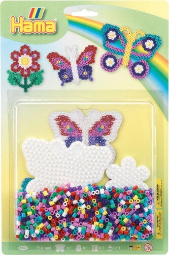 Bild zu Hama® Bügelperlen Stiftplatten + Perlen Schmetterlinge 1.100 Stück